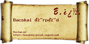 Bacskai Árpád névjegykártya